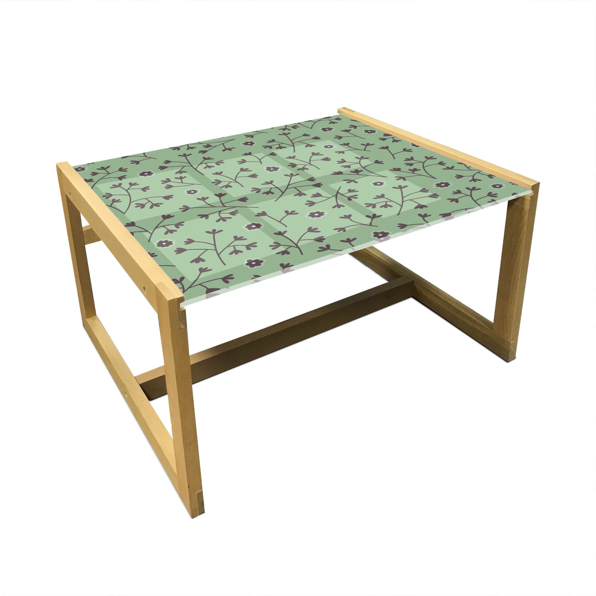 Ambesonne Floral Coffee Table - Peacock Green, Wooden Frame for Office & Dorm Decor