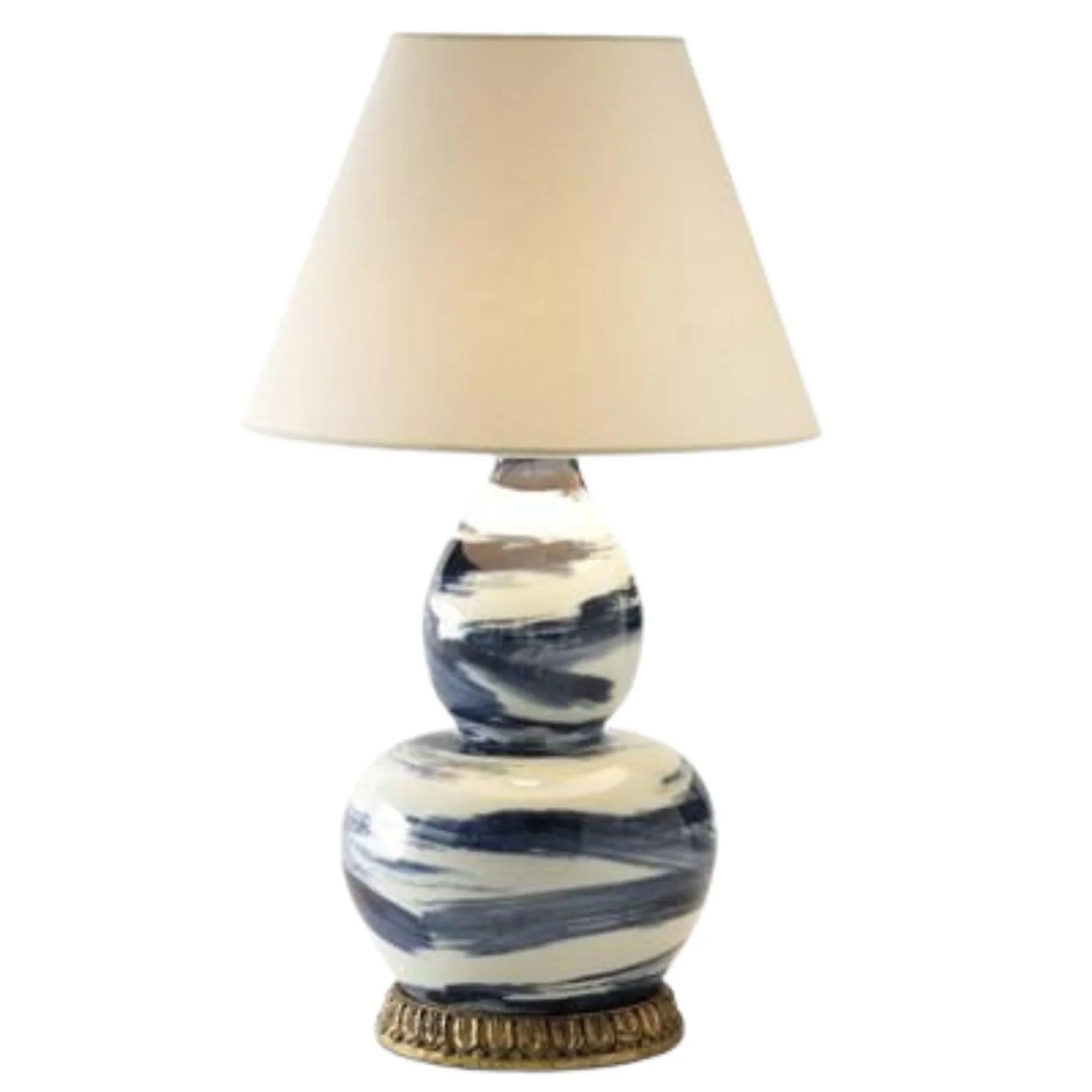 Blue Brush Stroke Lamp - Modern Hand-Painted Table Lamp for Living Room, Bedroom & Office Decor - Perfect for Boho, Farmhouse & Coastal Style Homes