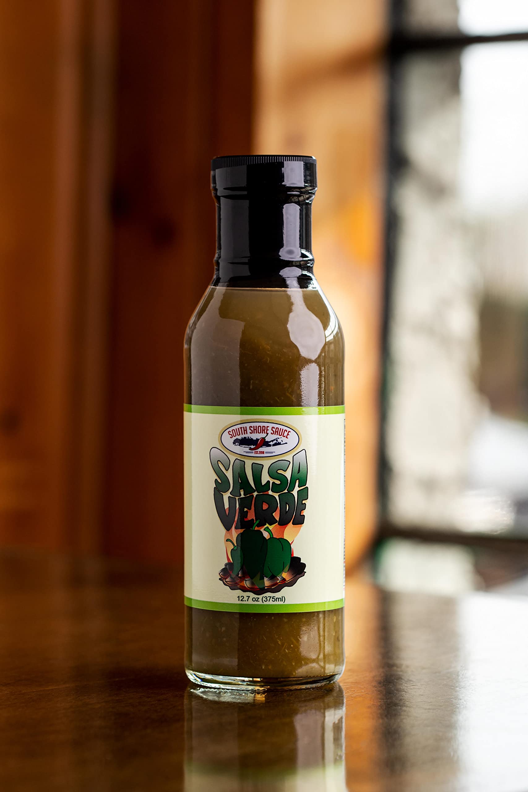 SOUTH SHORE SAUCE Gourmet Mild Spicy Salsa Verde with Jalapenos | Gluten Free Artisan Hot Sauce | Fresh Cooling Sweet Flavor | 12.7 Fl Oz Bottle | Perfect for Tacos, Nachos, Grilled Meats & Snacks