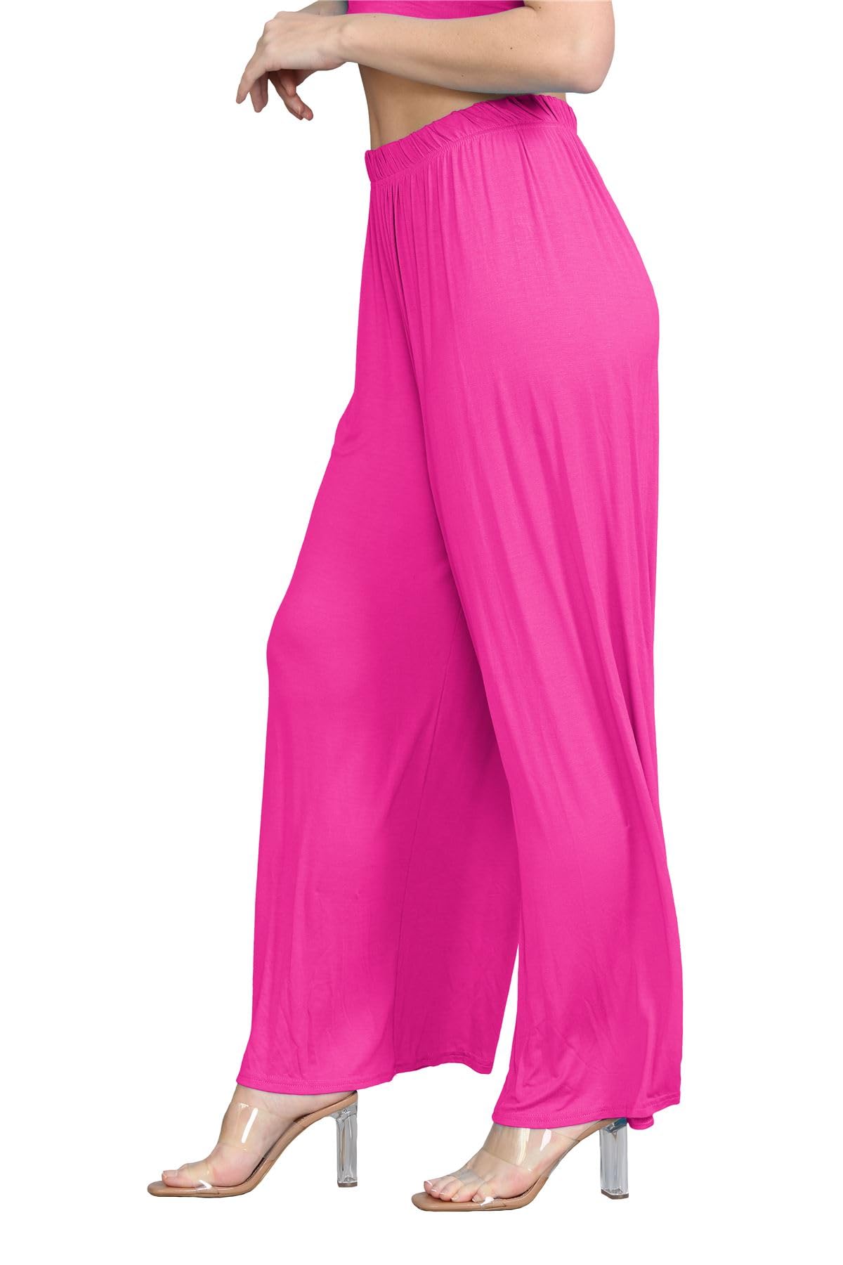 **Janisramone® Women's Plain Wide Leg Palazzo Pants | High Waisted Flowy Trousers for Women - Perfect for Office, Casual & Evening Wear**