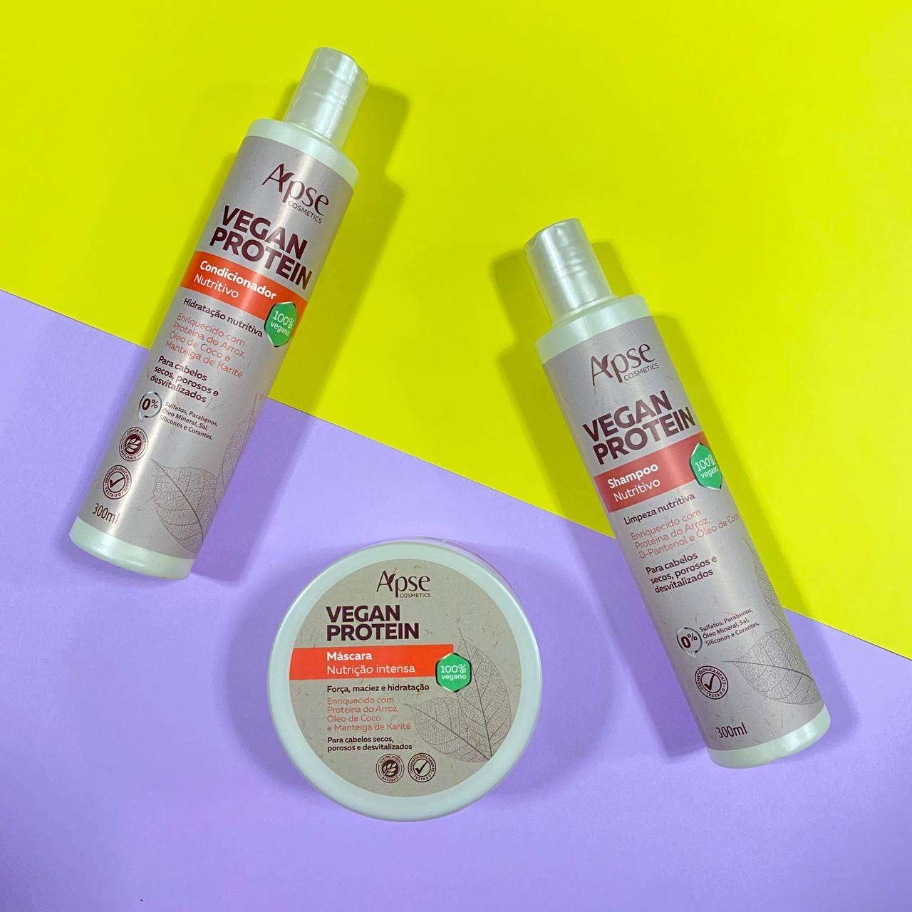 Apse Cosmetics Vegan Protein Hair Care Kit - Shampoo, Conditioner & Deep Conditioning Mask (3-Piece Set) for Damaged & Dry Hair | Cruelty-Free & Sulfate-Free Hair Treatment for Stronger, Healthier Locks | Perfect for Color-Treated & Chemically Processed Hair