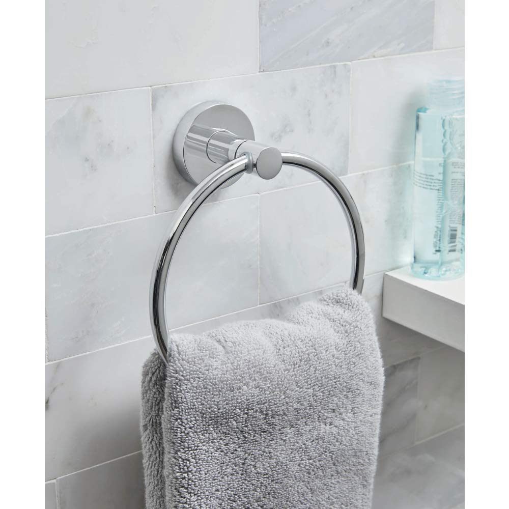 BH&G Prescott 6-Inch Wall Mount Towel Ring Holder - Chrome Polished Bathroom & Sink Hardware Accessory Set of 2 - Perfect for Towel Organization in Bathrooms, Powder Rooms & Spa Areas