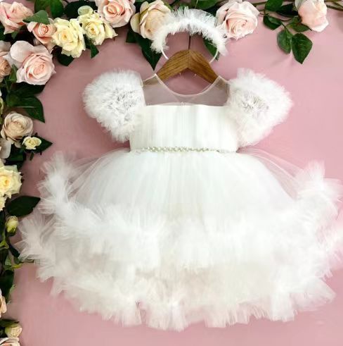 Baby Girl Pageant Dress - Toddler Birthday Princess Gown with Fluffy Skirt for Special Occasions & Photo Shoots