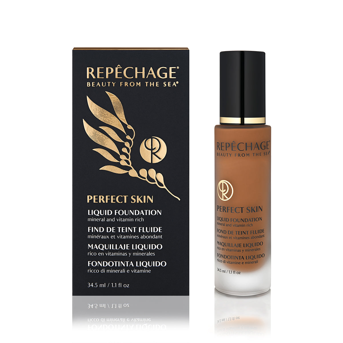 Perfect Skin Liquid Foundation - Medium Deep Tone (PS12) | Flawless Full Coverage Makeup for All-Day Wear | Ideal for Professional & Everyday Use