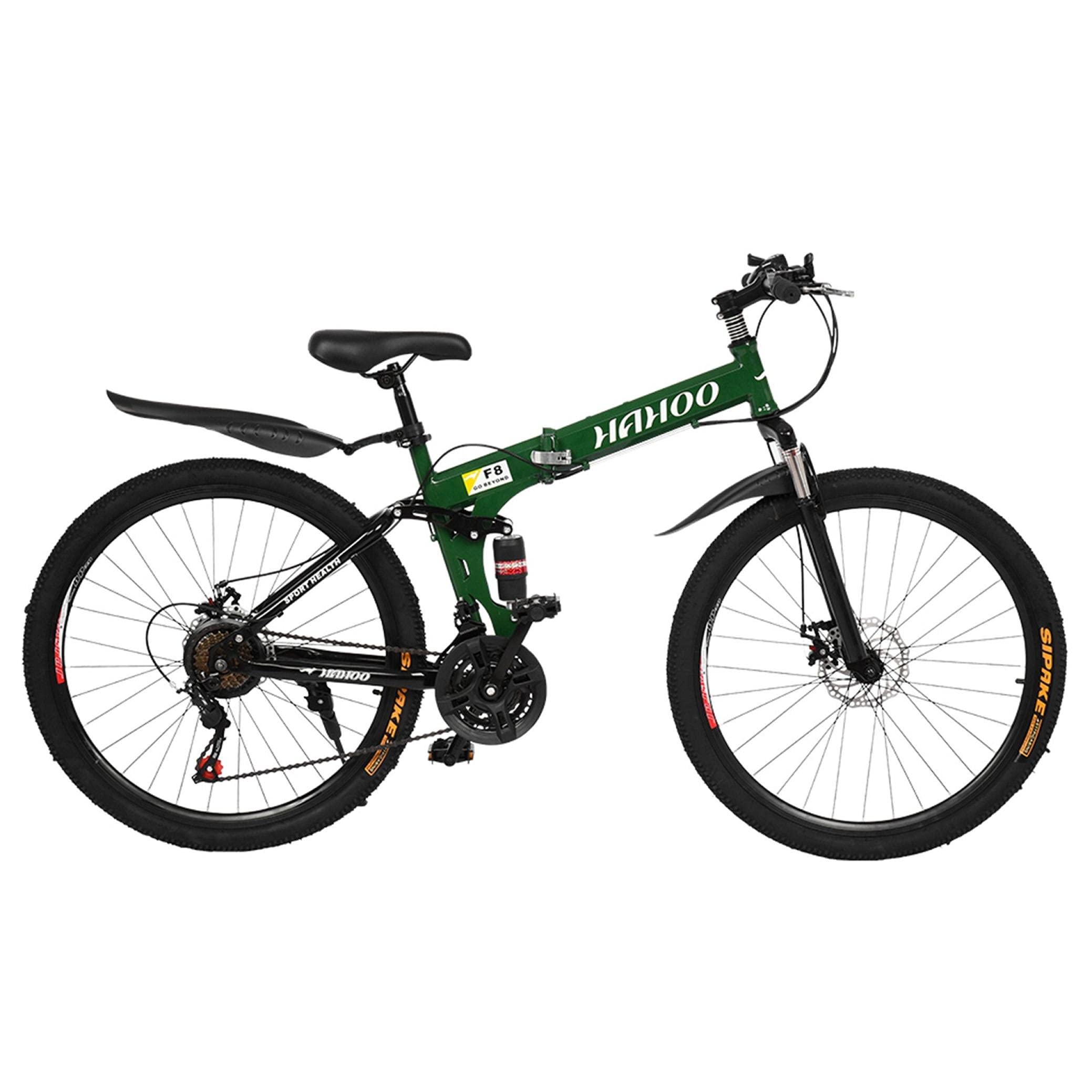 **26 Inch Folding Mountain Bike for Adults - High Carbon Steel Frame, Dual Suspension, 21 Speed Gears, Disc Brakes - Men & Women All-Terrain Commuter Bike for City, Trail & Outdoor Adventures**