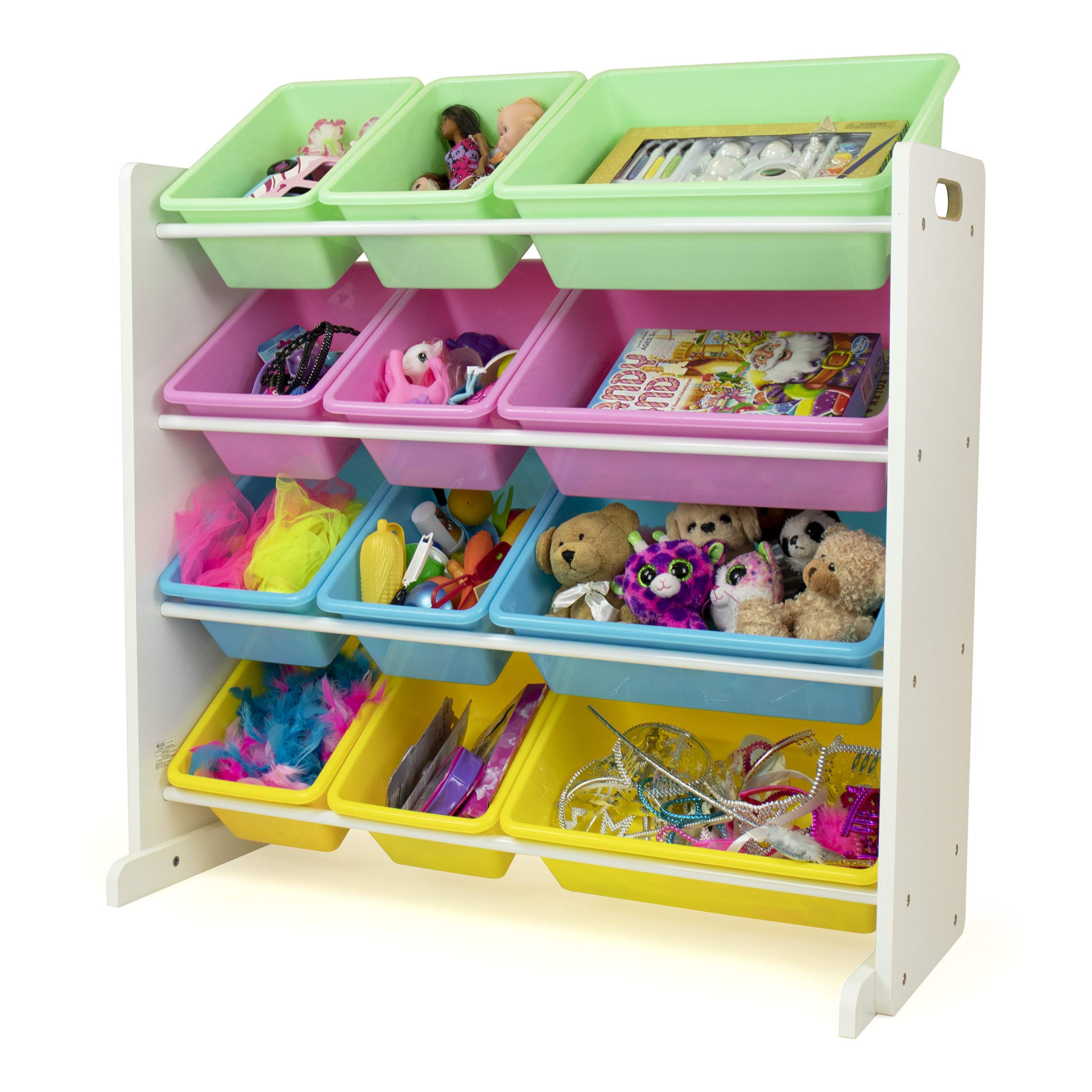 Humble Crew Kids Toy Storage Organizer with Book Rack - Pastel Collection | Space-Saving Nursery & Playroom Organization Solution for Toys, Books & More