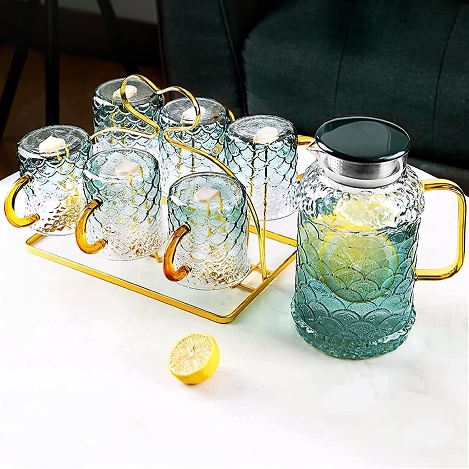 Large Capacity Glass Cold Brew Tea Kettle & Water Bottle Set - Heat Resistant Boiling Pitcher for Iced Tea, Summer Drinks - Perfect for Home, Office & Outdoor Use (Color A)