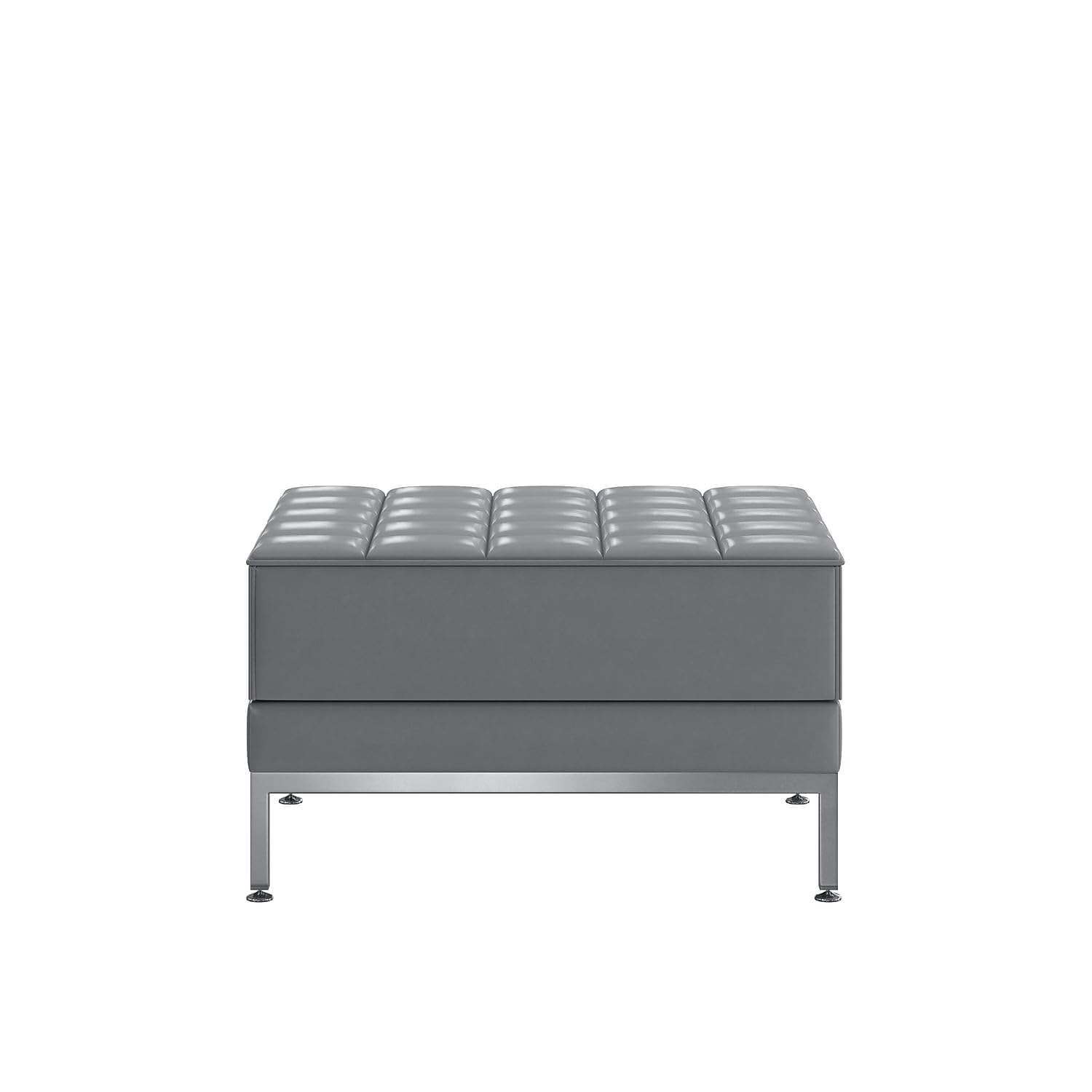 Flash Furniture Hercules Series Gray Leathersoft Ottoman - Stylish Footrest & Extra Seating for Living Room, Bedroom, or Office