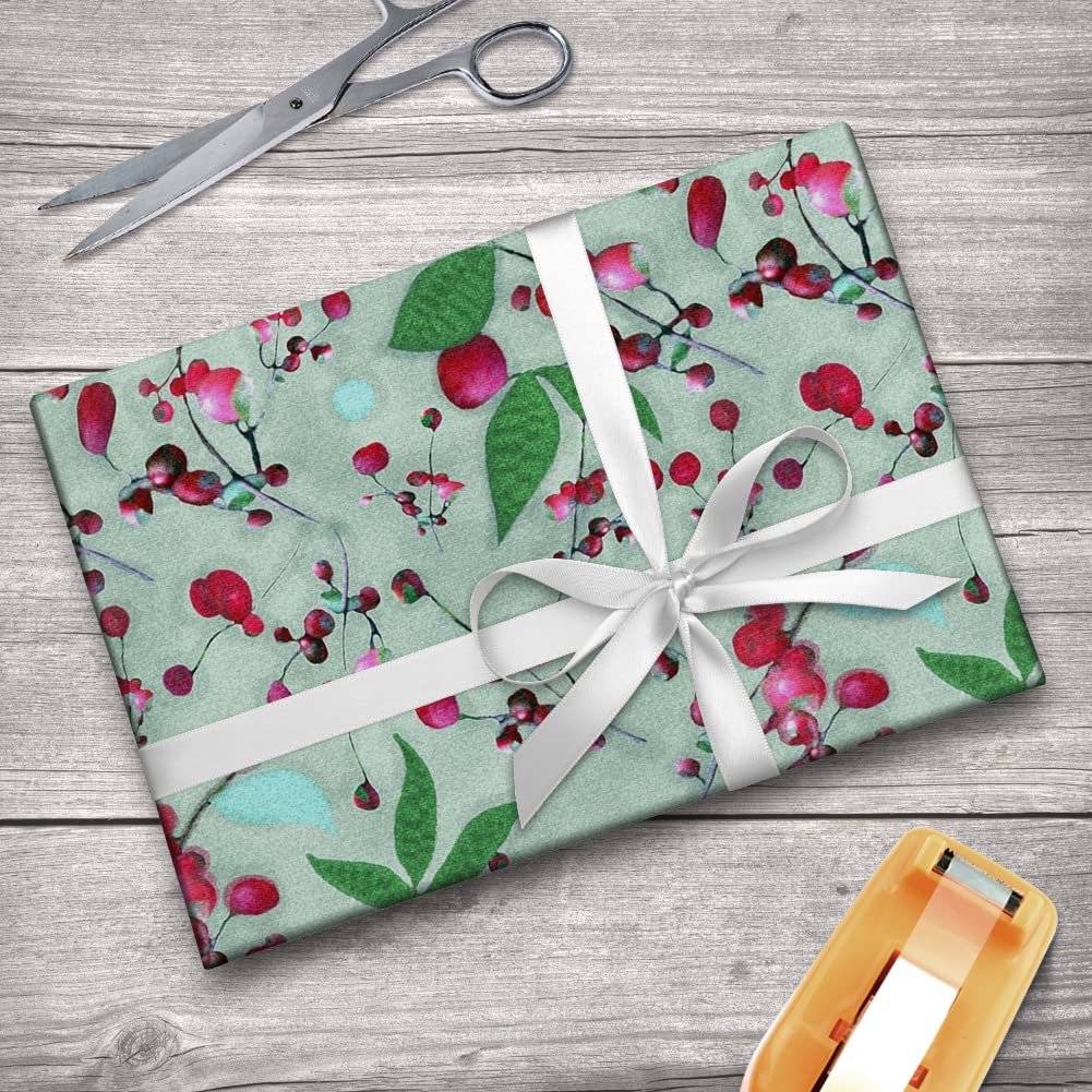 Premium Wild Cherry Blossoms Gift Wrapping Paper Roll - Floral Japanese Sakura Design for Birthday, Wedding & Party Presents - Eco-Friendly Kraft Paper for DIY Crafts & Gift Packaging
