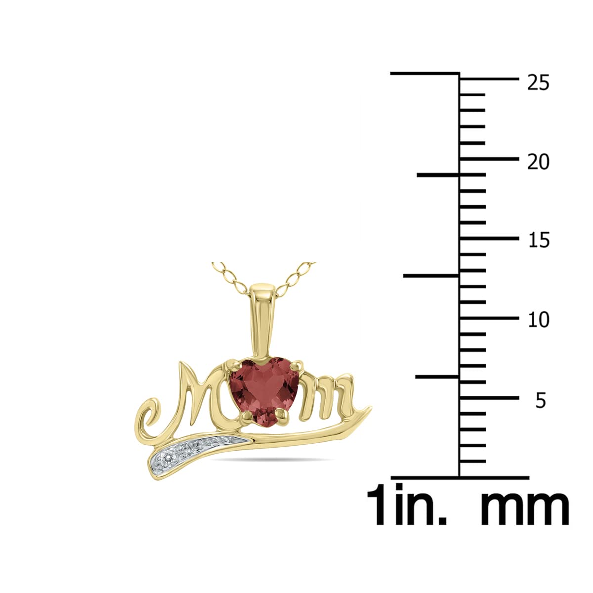 10K Yellow Gold Genuine Gemstone & Diamond Mom Pendant - Amethyst, Blue Topaz, Garnet Birthstone Jewelry Gift for Mother's Day, Birthday, Anniversary | Elegant Necklace for Women, Perfect for Special Occasions & Everyday Wear