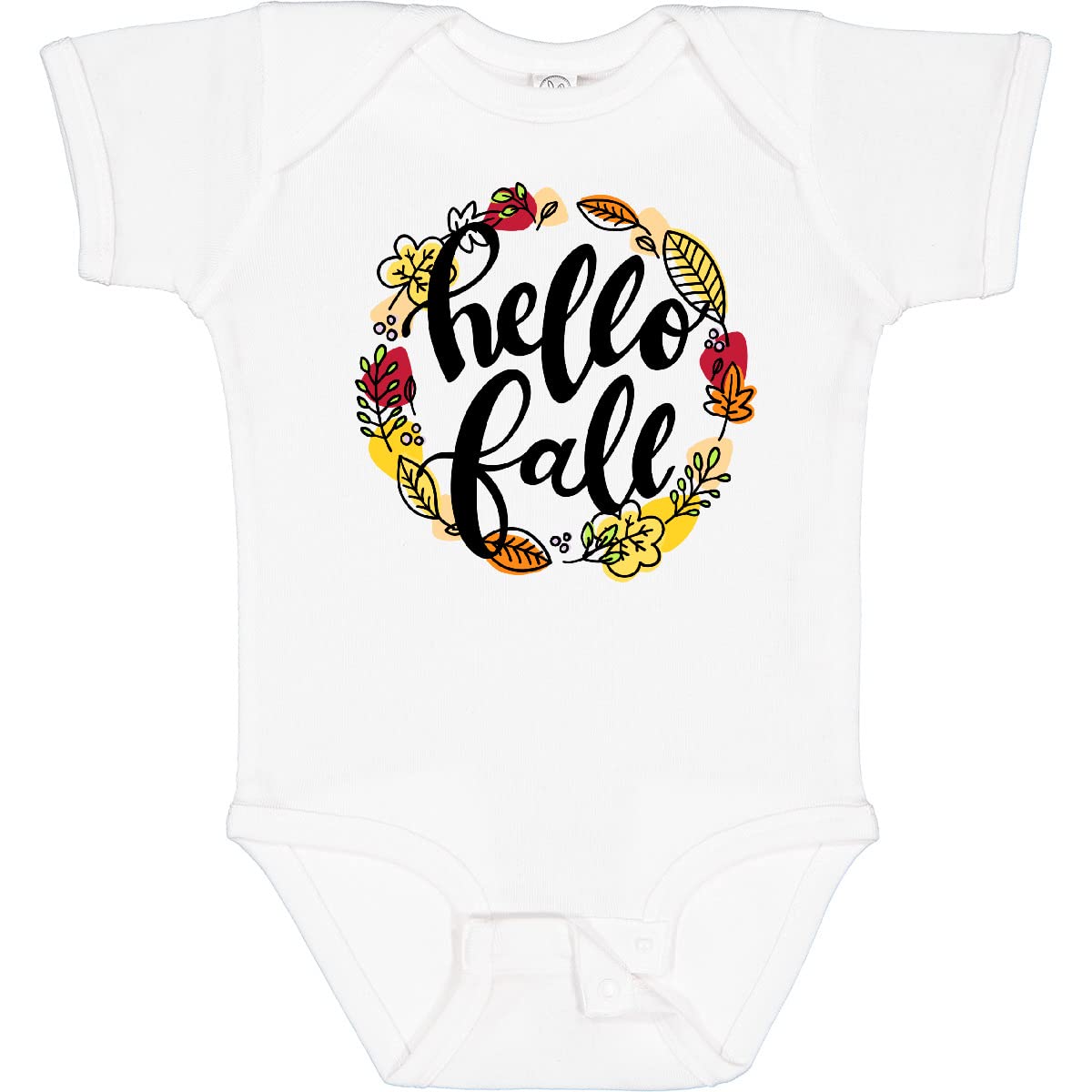 Inktastic Hello Fall with Leaf Wreath Baby Bodysuit - Cute Autumn Infant Onesie for Boys & Girls | Perfect for Fall Photoshoots, Family Gatherings & Seasonal Celebrations