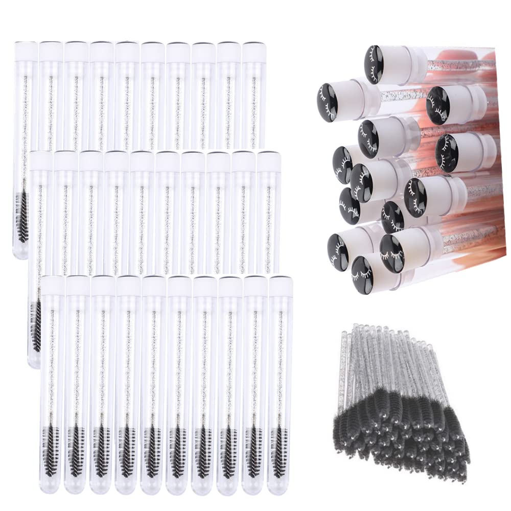 60 Pcs Black Disposable Mascara Wands with Diamond Lash Pattern - Sanitary Tube Eyelash Spoolies for Professional Makeup & Lash Extensions (Perfect for Salons, DIY Beauty & Travel)