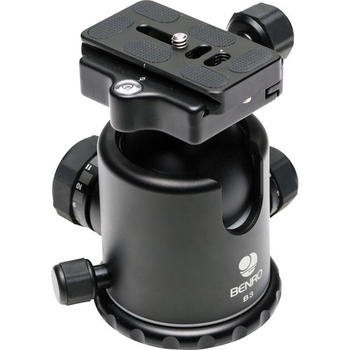 Benro B3 Double Action Ballhead Tripod Head - 360° Panoramic Rotation & Quick Release Plate for DSLR Cameras - Perfect for Landscape, Wildlife & Travel Photography