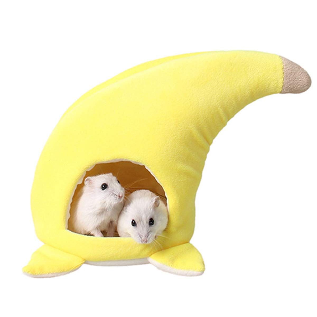 Yunnyp Hamster House Banana Small Pet Nest - Winter Warm Bed for Hedgehog, Chinchilla, Gerbil & Dwarf Rabbits | Cozy Hideout for Small Pets in Cages or Terrariums