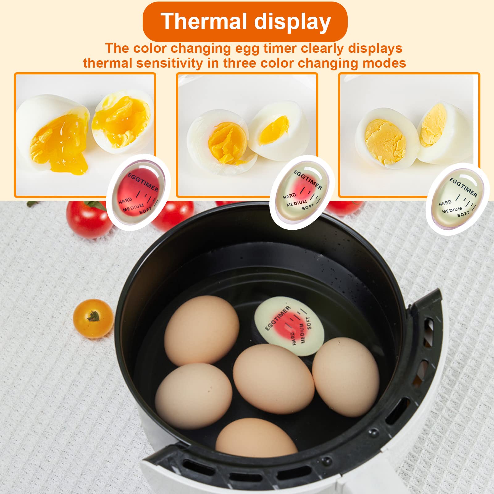 4-Piece Egg Timer Set for Soft, Medium & Hard Boiled Eggs - Reusable Color Changing Kitchen Tool, Durable & Non-Toxic (Red) - Perfect for Breakfast, Meal Prep & Cooking Enthusiasts