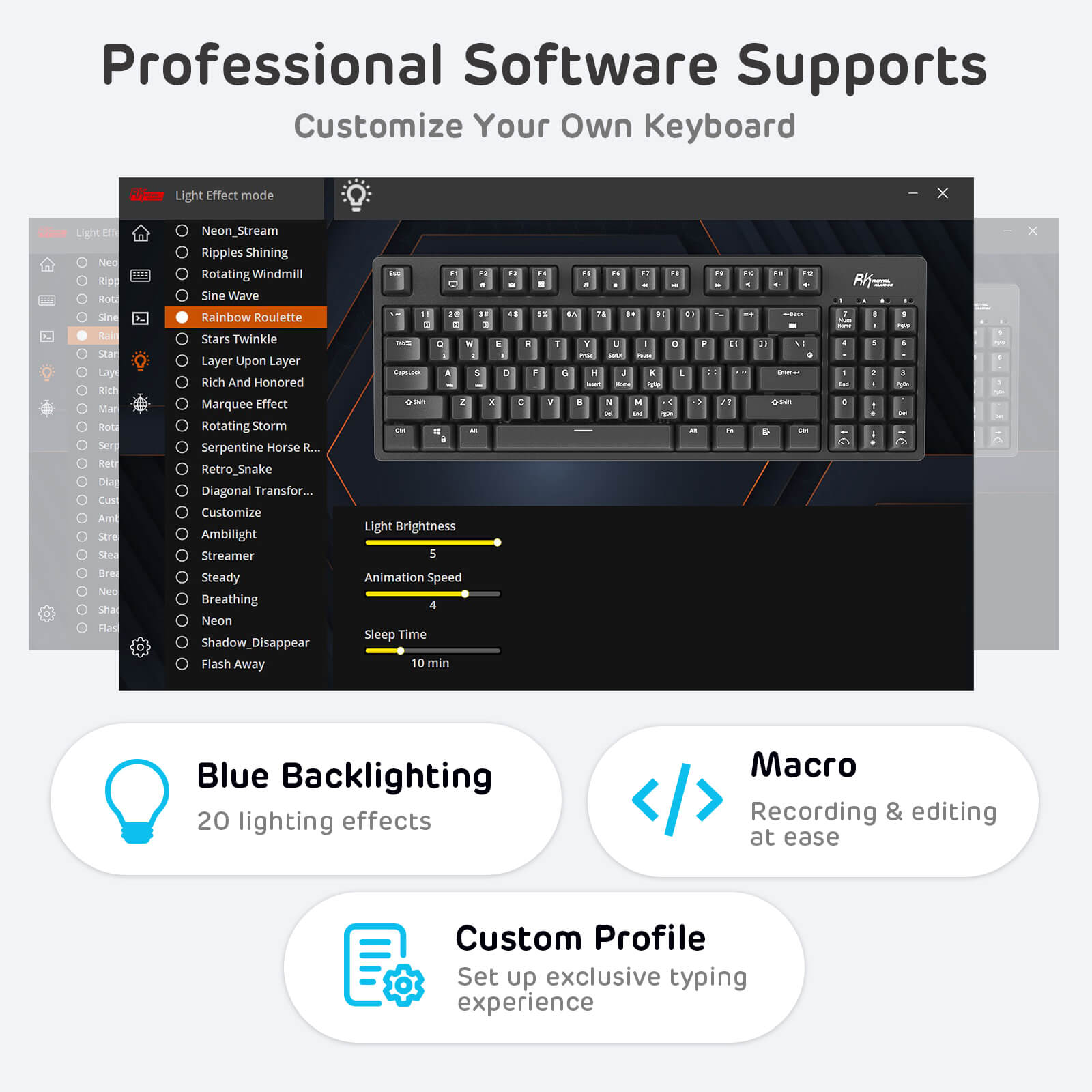 RK89 85% Wireless Mechanical Keyboard - Compact RGB Backlit Gaming Keyboard with Bluetooth 5.1/USB-C for PC, Mac, Laptop - Perfect for Office Work, Gaming & Typing