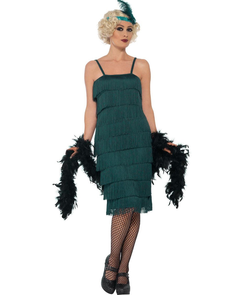 Vintage 1920s Teal Flapper Dress for Women - Roaring Twenties Gatsby Costume for Halloween, Themed Parties & Burlesque Shows