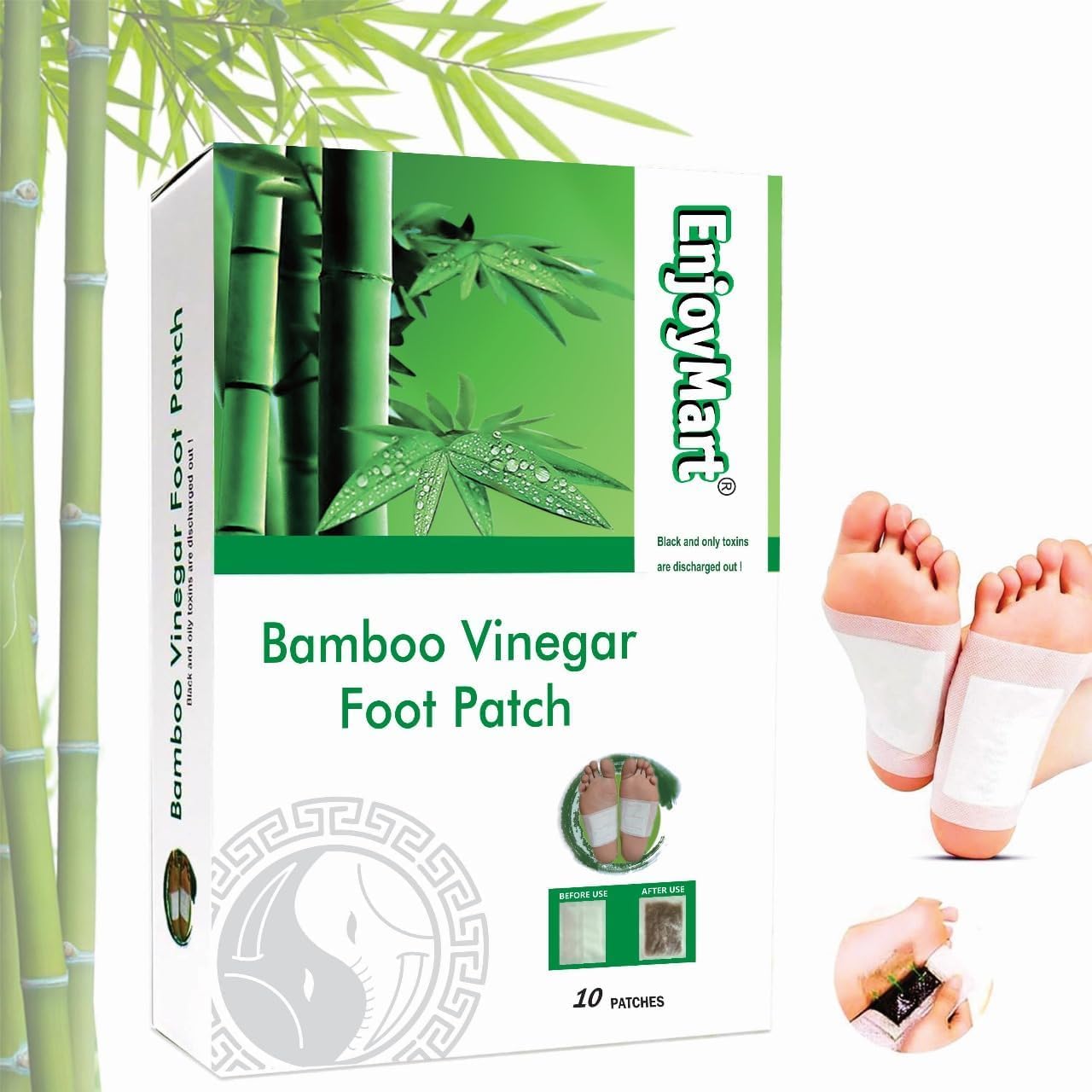 ENJOYMART Detox Foot Patches for Stress Relief & Better Sleep - Natural Toxin Removal & Cleansing Foot Pads for Men & Women (10 Patches/Box) - Perfect for Nighttime Use, Travel & Post-Workout Recovery