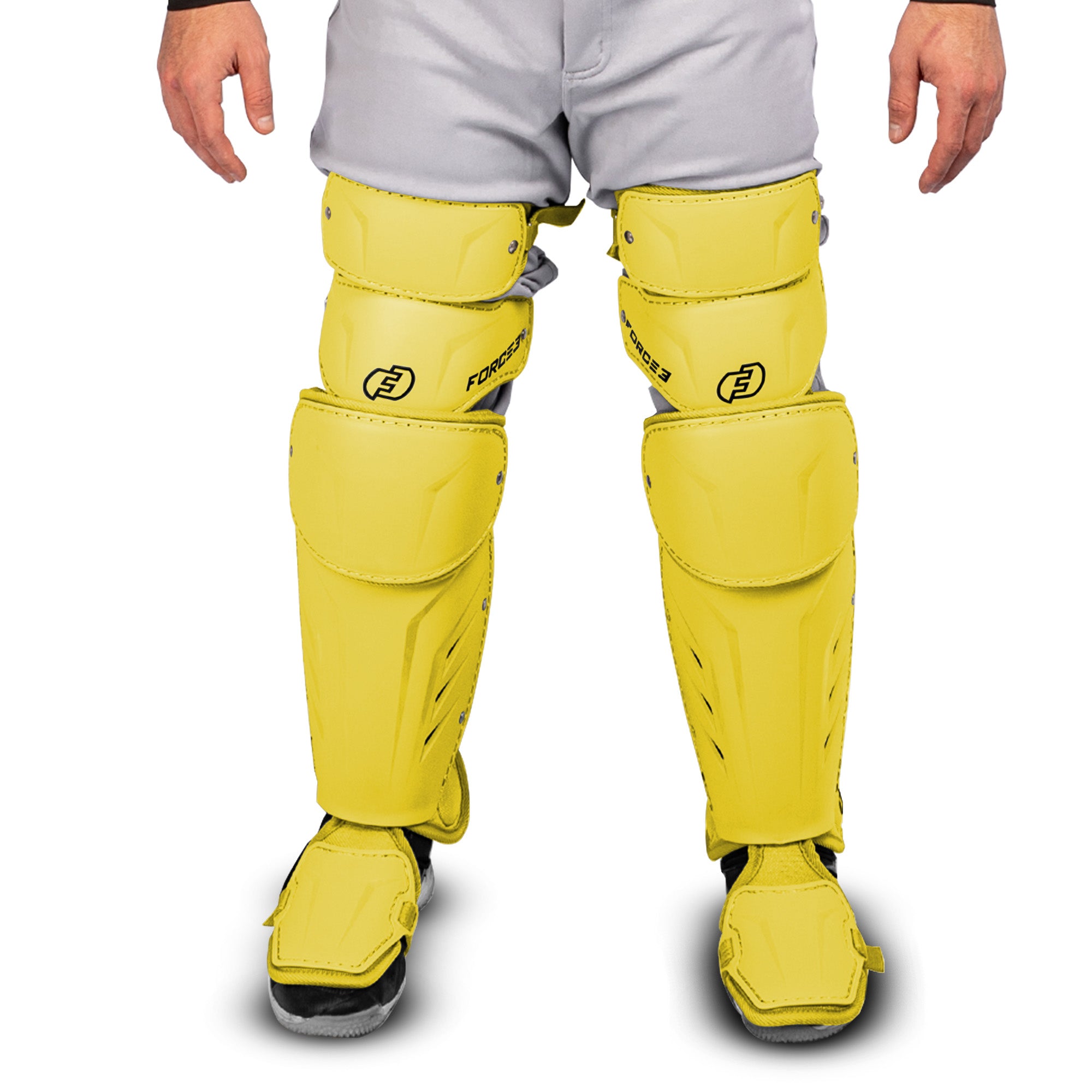 FORCE3 XS3® Pro Leg Guards for Adults - Baseball & Softball Protective Gear - Perfect for Catchers, Umpires & Players