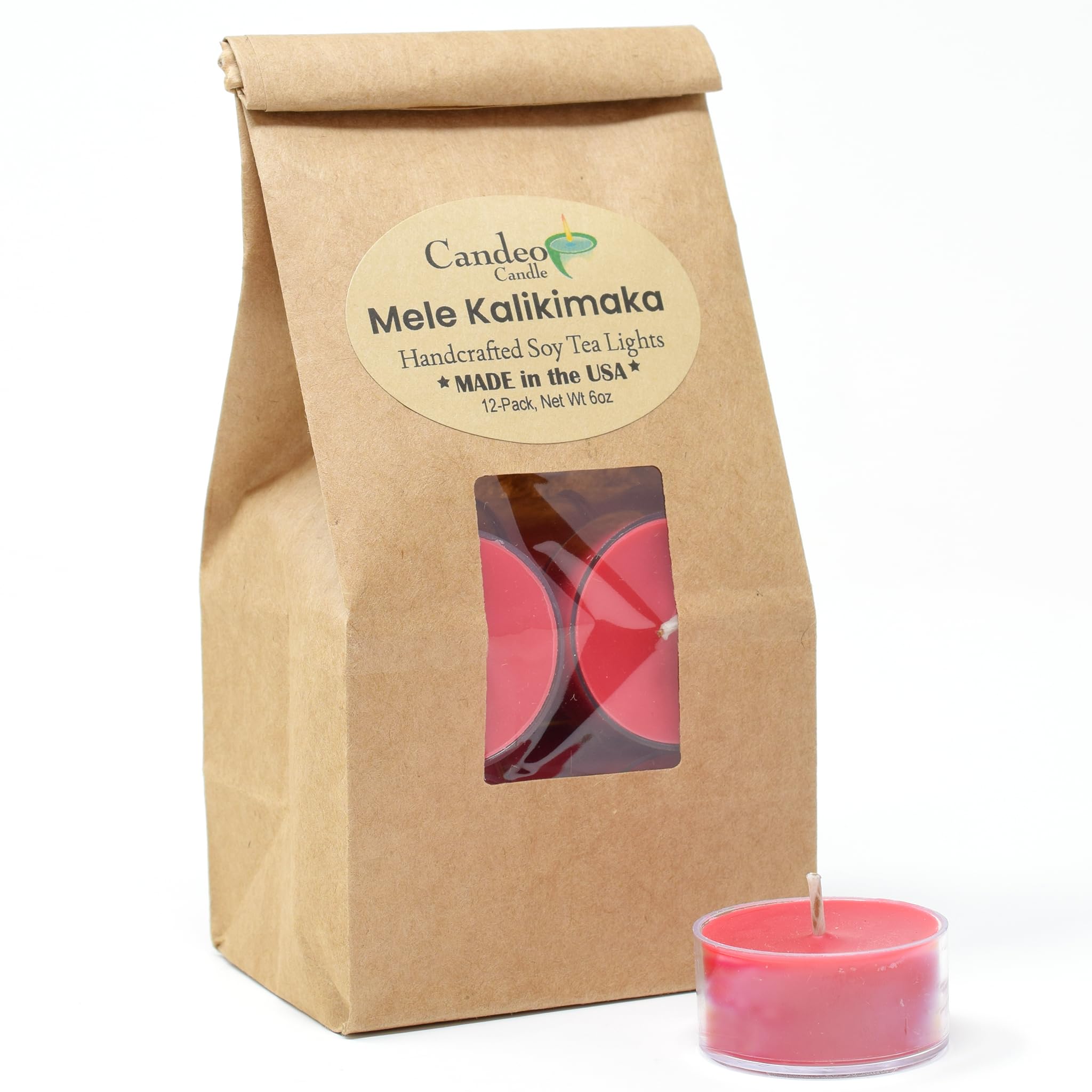 Mele Kalikimaka Scented Tealight Candles - 12 Pack Soy Beeswax Blend - Handmade in USA - Holiday Christmas Candles for Home Decor, Gifts & Relaxation - Candeo Candle
