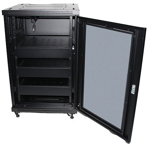 AVARRO RK ER18U 18U Server Rack Cabinet - 19 Inch Network Equipment Rack with Casters & Cable Management for Data Center, Home Office, and IT Installations