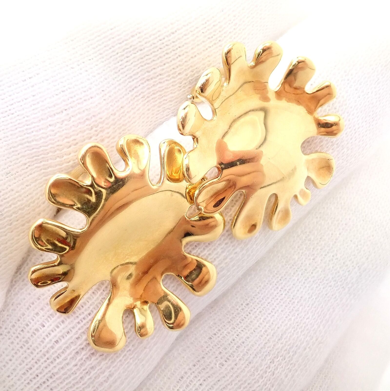 Authentic Tiffany & Co Cummings 18k Yellow Gold Nickelodeon Abstract Earrings - Luxury Jewelry for Women, Perfect Gift for Anniversary & Special Occasions