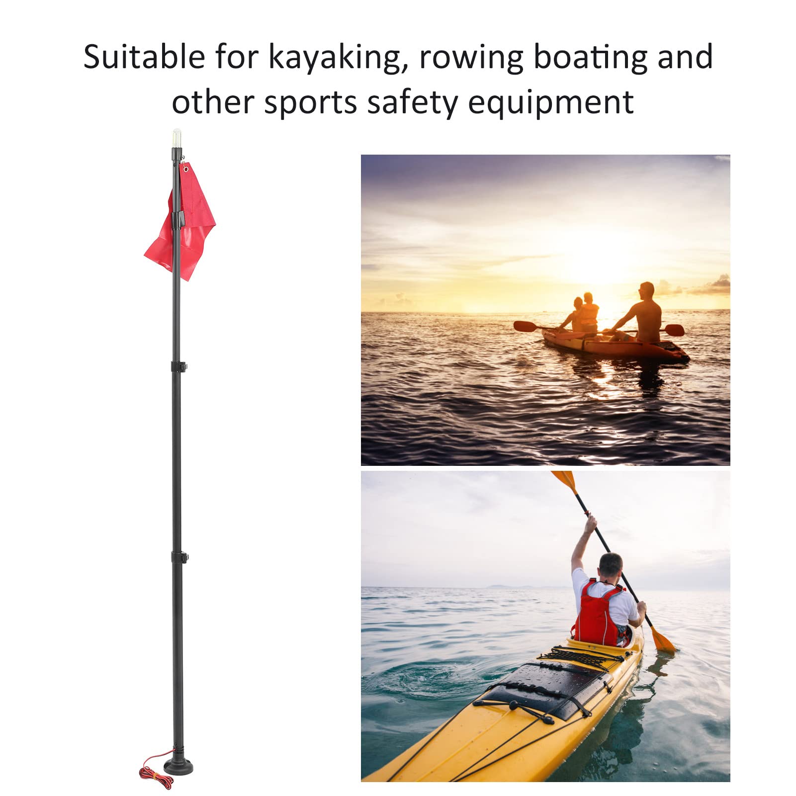 Kayak Safety Flag Light Set - 19W Waterproof for Boating & Canoeing