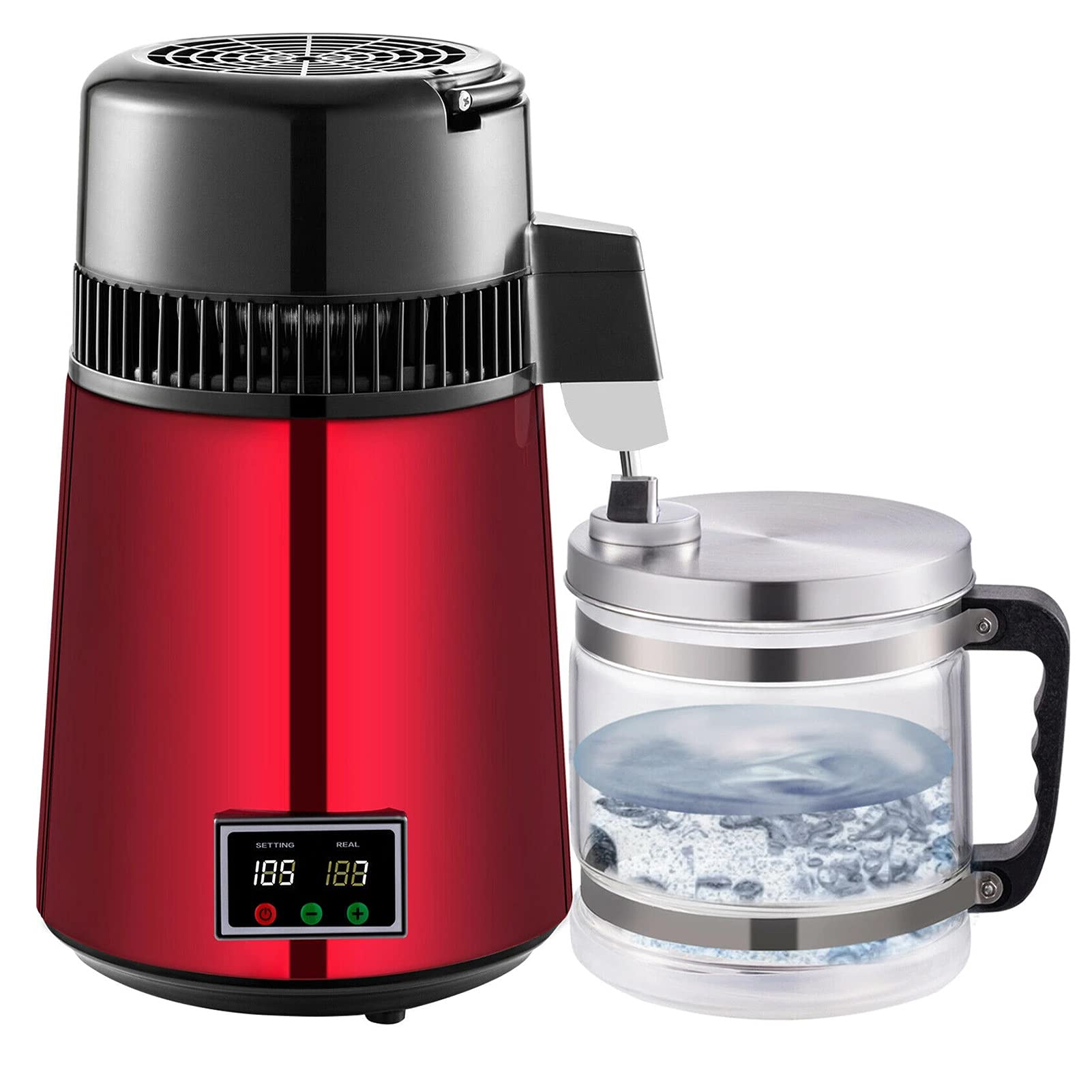 4L Stainless Steel Water Distiller for Home - 750W Countertop Distilled Water Maker with Dual Temperature Display | Pure Water for Drinking, Cooking, Baby Formula & Appliances