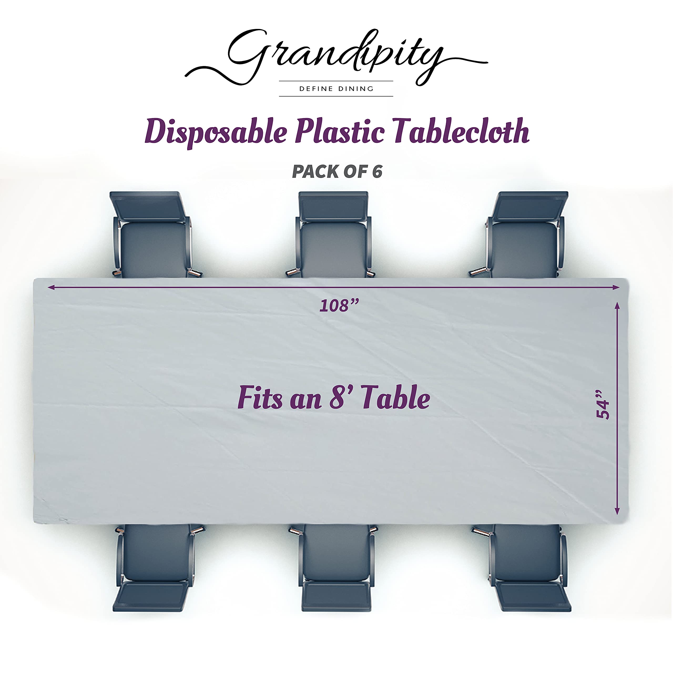 Premium Disposable Black Plastic Tablecloth (6 Pack) 54