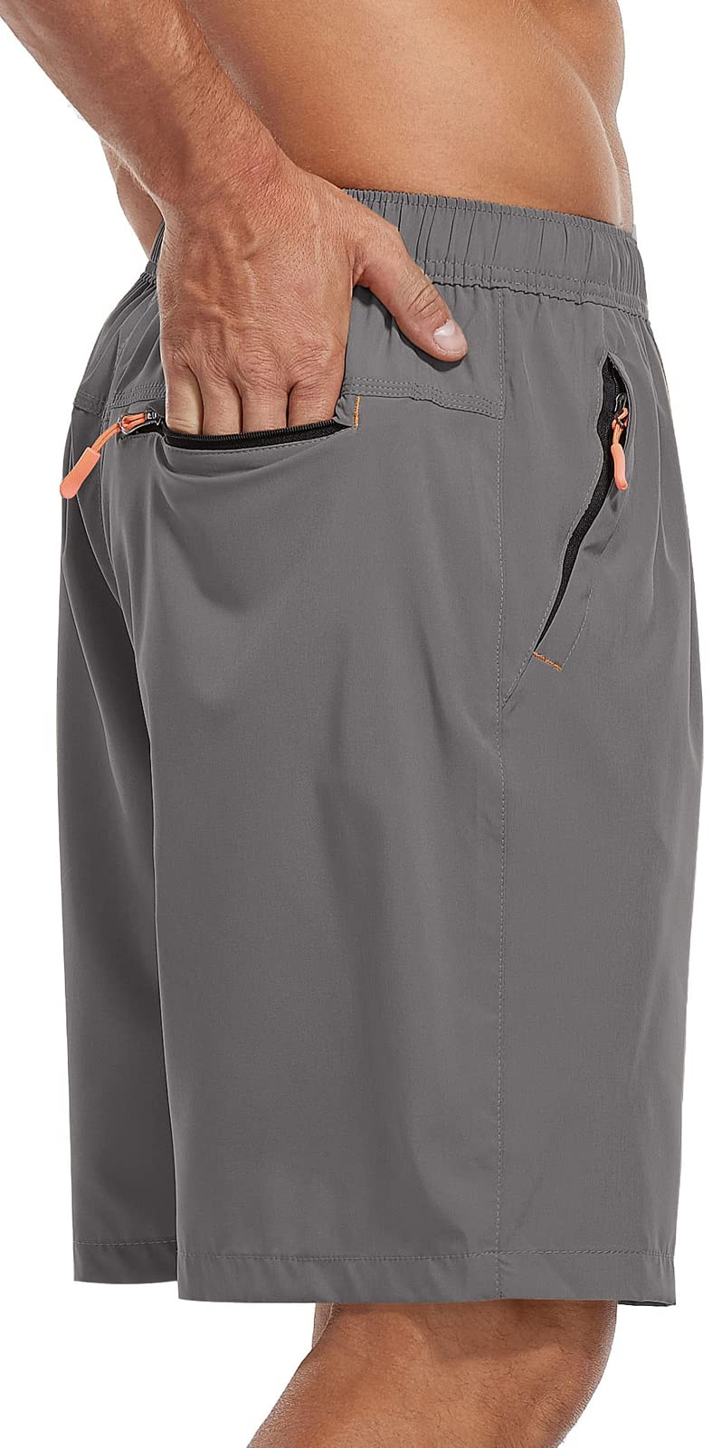 SPOSULEI Men's Quick-Dry Hiking Shorts - Water Resistant Lightweight Athletic Shorts with Zipper Pockets for Outdoor Running, Camping & Travel