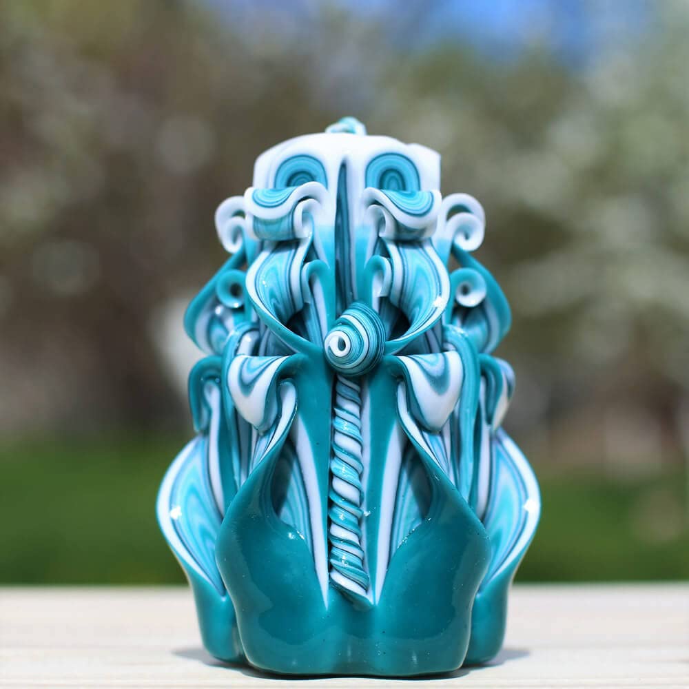 Unique Hand-Carved Teal Magic Candles - Best Mother's Day Gift Ideas - Premium Scented Soy Wax Candles for Home Decor, Relaxation & Romantic Ambiance