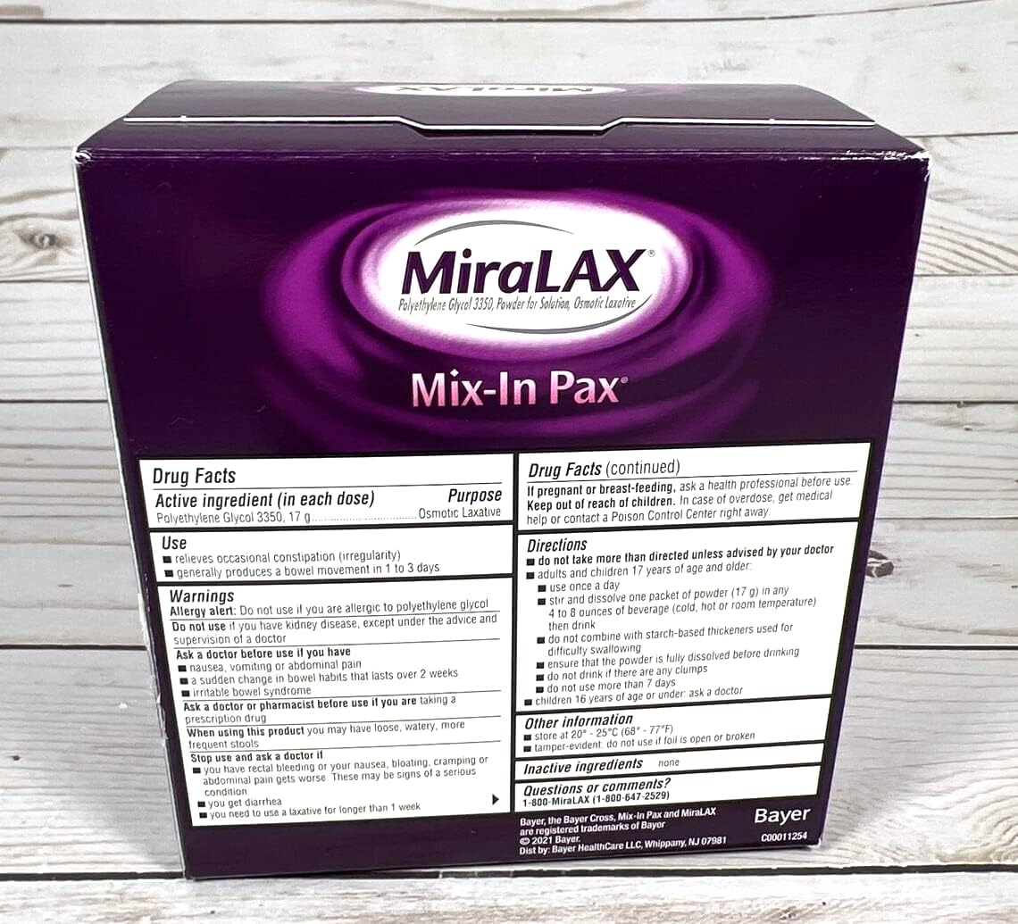 Miralax Laxative Powder Packets - 1 Dose (30 Count) | Gentle Constipation Relief for Adults & Kids | Travel-Friendly & Easy to Use at Home or On-The-Go