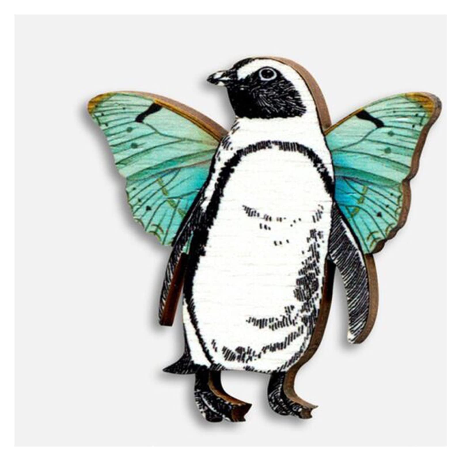 Vintage Wooden Magpie Lapel Pin - Cute Animal Brooch for Shawls, Hats, Boots & Clothing - Handmade Bird Decoration for Women & Men - Perfect for Weddings, Parties & Gifts (Color: C)