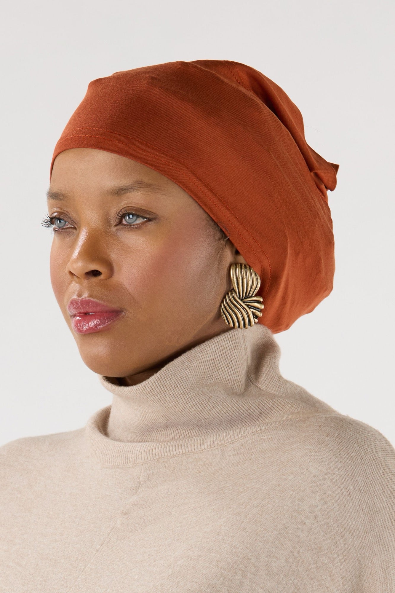Premium Modal Hijab with Undercap - Dark Burnt Color - Soft & Breathable for Daily Wear - Perfect for Work, Prayer & Casual Outfits