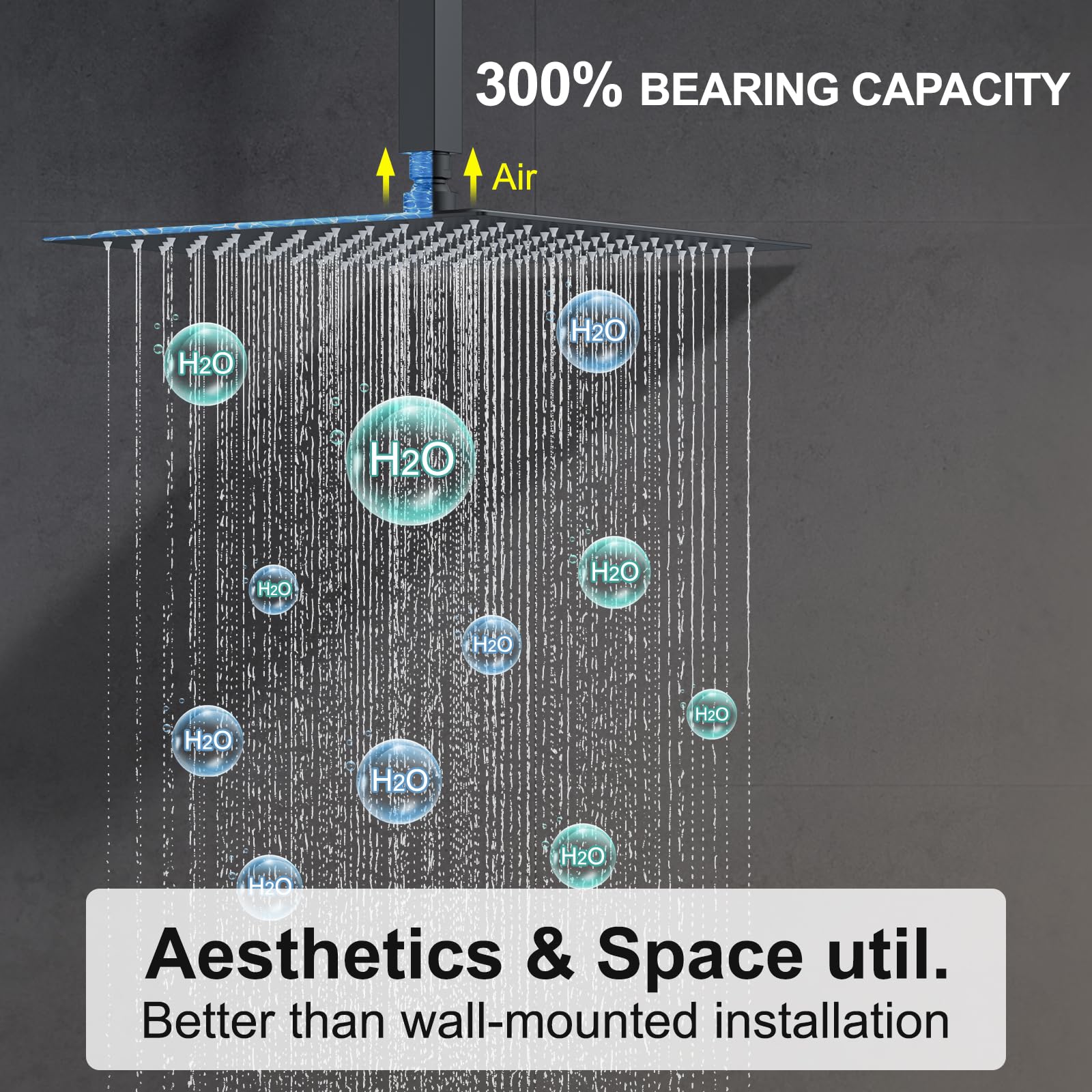 Matte Black Ceiling Mounted Shower System - 12 Inch Rainfall Showerhead & Handheld Spray - Complete Bathroom Shower Faucet Set with Mixer Valve - Perfect for Modern Spa-Like Showers and Luxurious Bathroom Upgrades