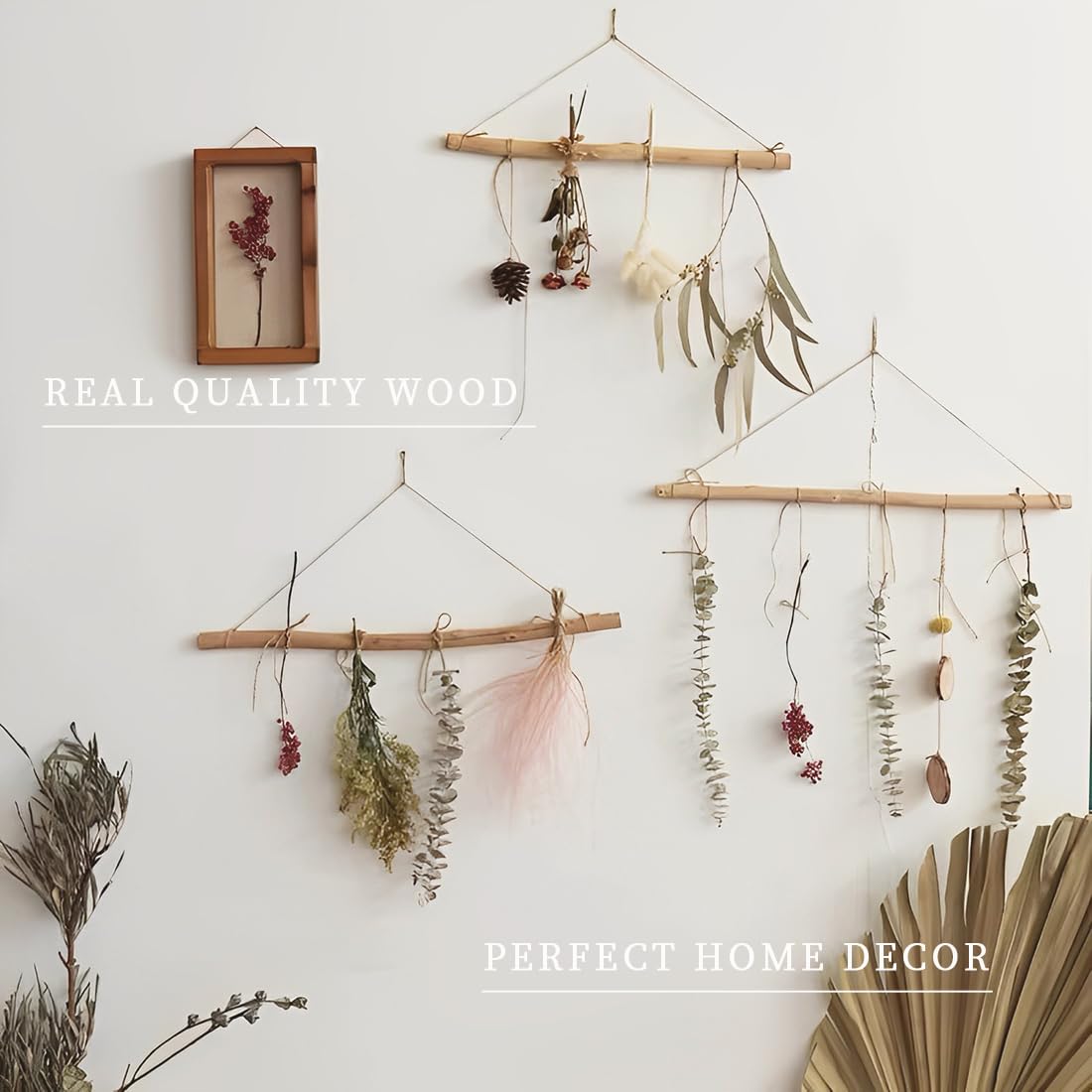 Natural Driftwood for Crafts - 15 Inch Decorative Driftwood Branches with 5 Hooks | Wall Hanging Decor, Jewelry Organizer | Perfect for DIY Home Decor, Beach Theme Parties & Boho Style Room Design