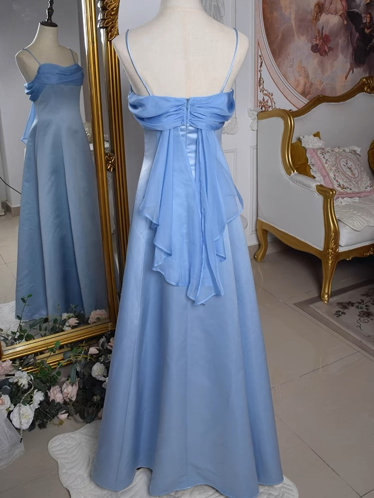 Elegant Blue A-Line Long Prom Dress for Formal Party & Evening Gala - Perfect for Homecoming, Wedding Guest & Special Occasions