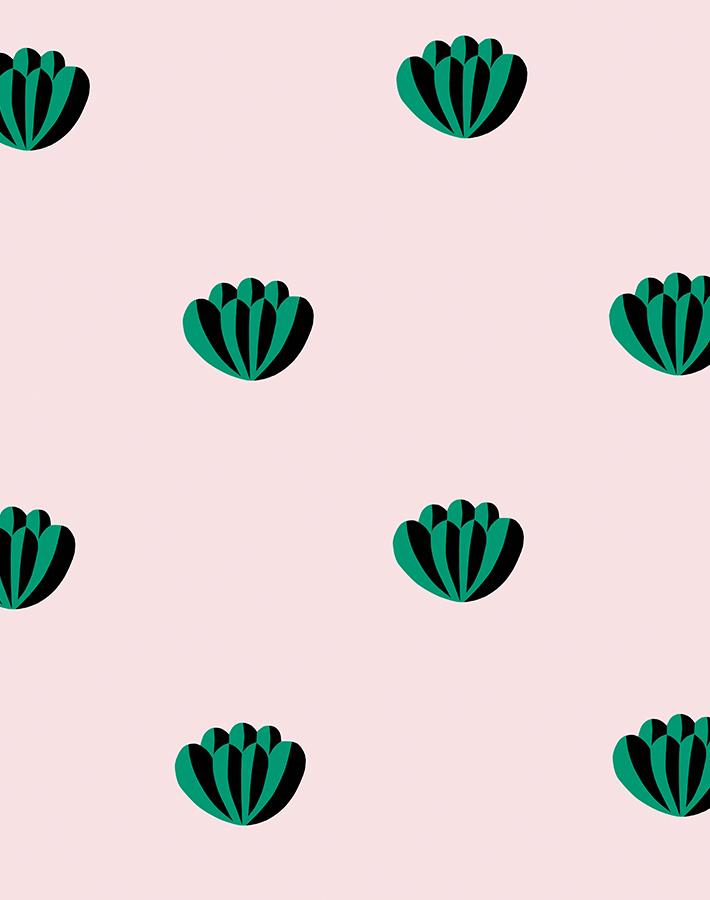 Clare V. 'Lotus' Wallpaper - Emerald Green & Shell Pattern | Premium Peel & Stick Wallpaper for Living Room, Bedroom, Nursery Decor
