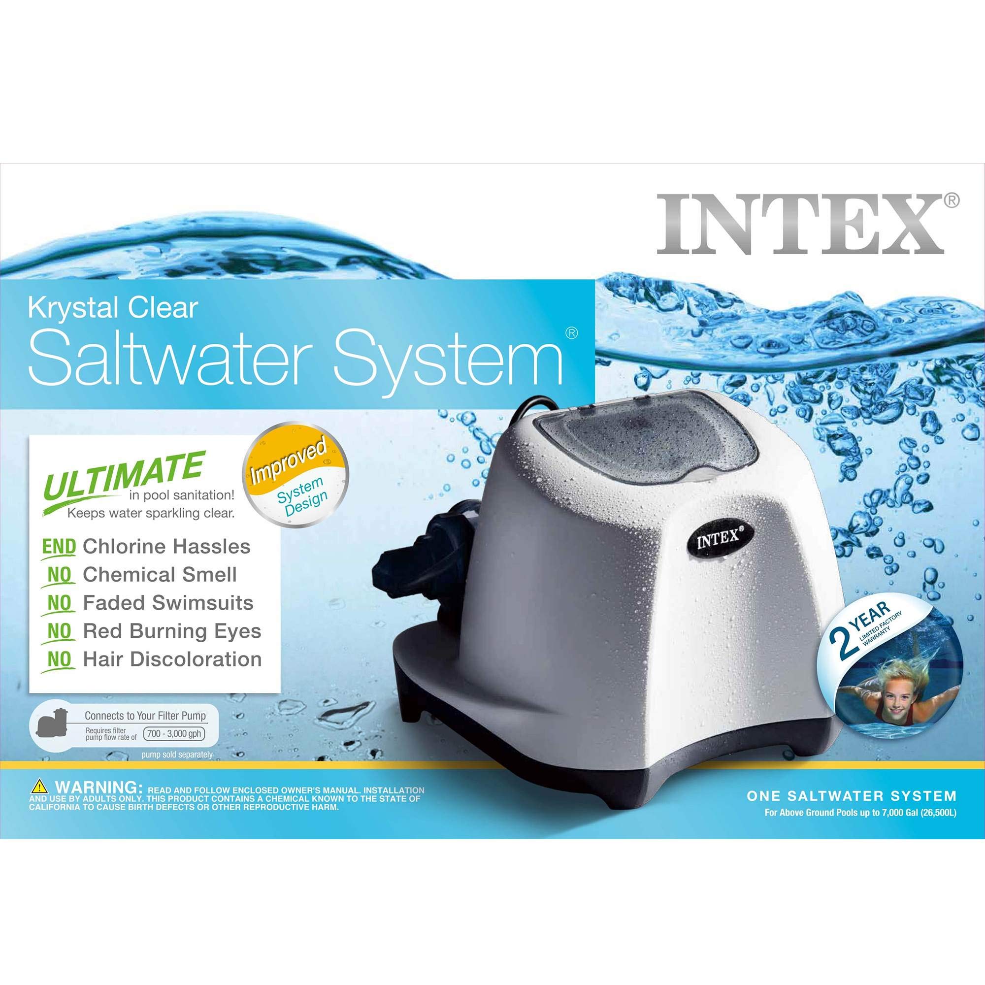 Intex Krystal Clear Saltwater System for Above Ground Pools - 2 Pack | Chlorine-Free Saltwater Sanitizer | Compatible with Filter Pumps | Perfect for Backyard, Family & Vacation Home Swimming Pools