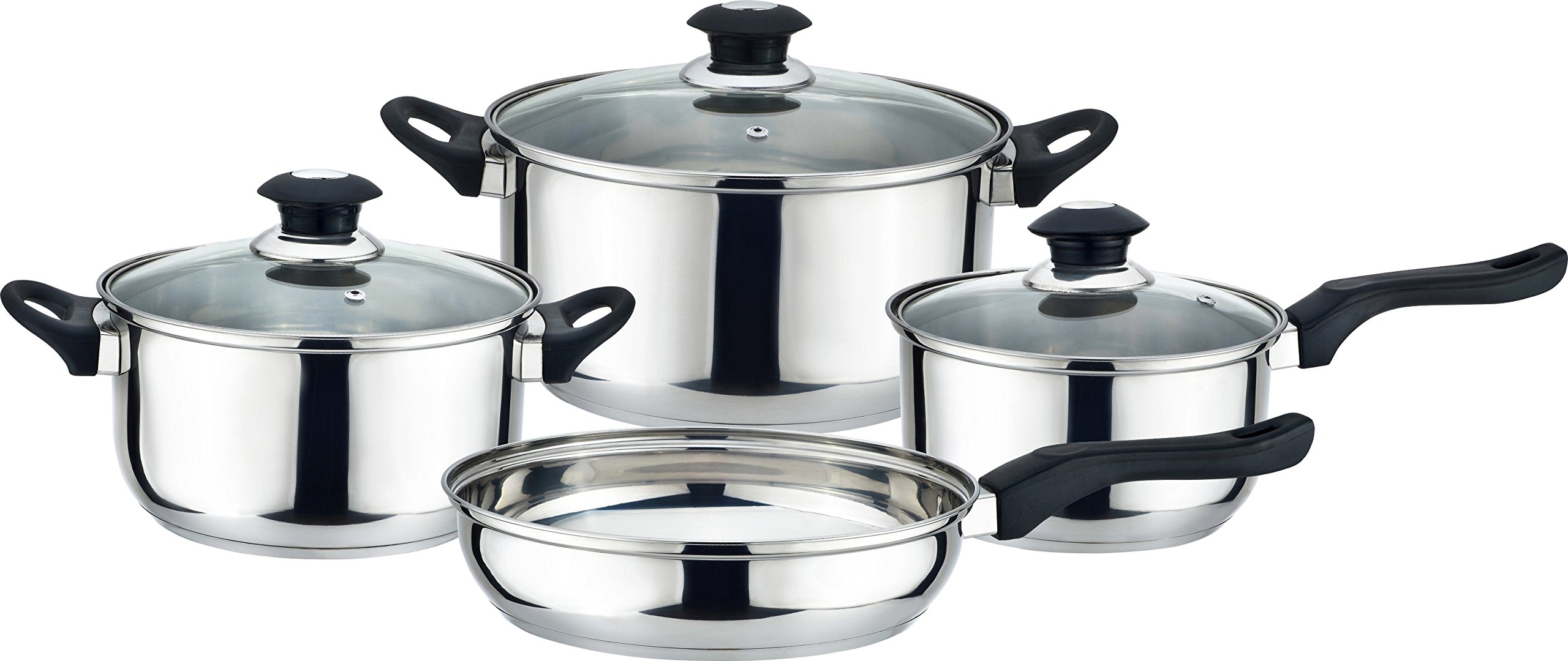 Premium Stainless Steel Cookware Set - 7 Piece Kitchen Starter Set for Home Cooking | Nonstick Pots & Pans with Lids | Induction Compatible | Perfect for Sautéing, Boiling & Frying