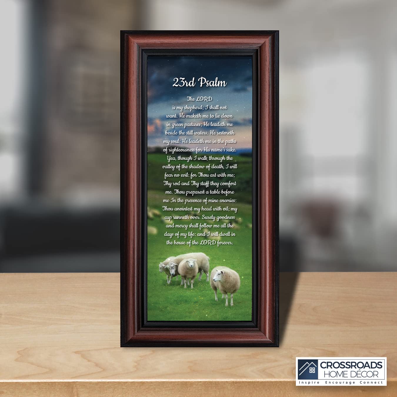 Psalm 23 Christian Wall Art - Framed Bible Verse Decor for Home & Prayer Room