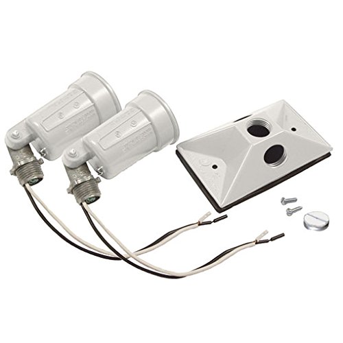 Hubbell-Raco 5621-6 Waterproof Lamp Holder Cover, 1 Gang with 2 Lamp Holder, White Carded (Pack of 4) - Ideal for Outdoor Lighting, Wet Locations & Electrical Safety