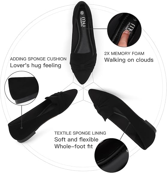 MUSSHOE Women's Comfortable Slip-On Flat Shoes - Casual & Dressy Loafers for Work, Travel & Everyday Wear