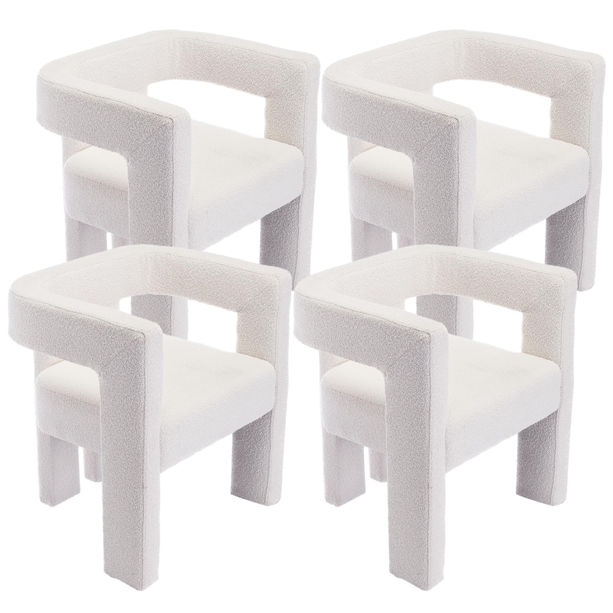 GNIXUU Modern Dining Chairs Set of 4 - Upholstered Barrel Accent Chairs with Armrests, Comfortable Kitchen & Living Room Side Chairs, Beige Fabric Lounge Seating - Perfect for Home Dining, Office Reception & Guest Room Decor