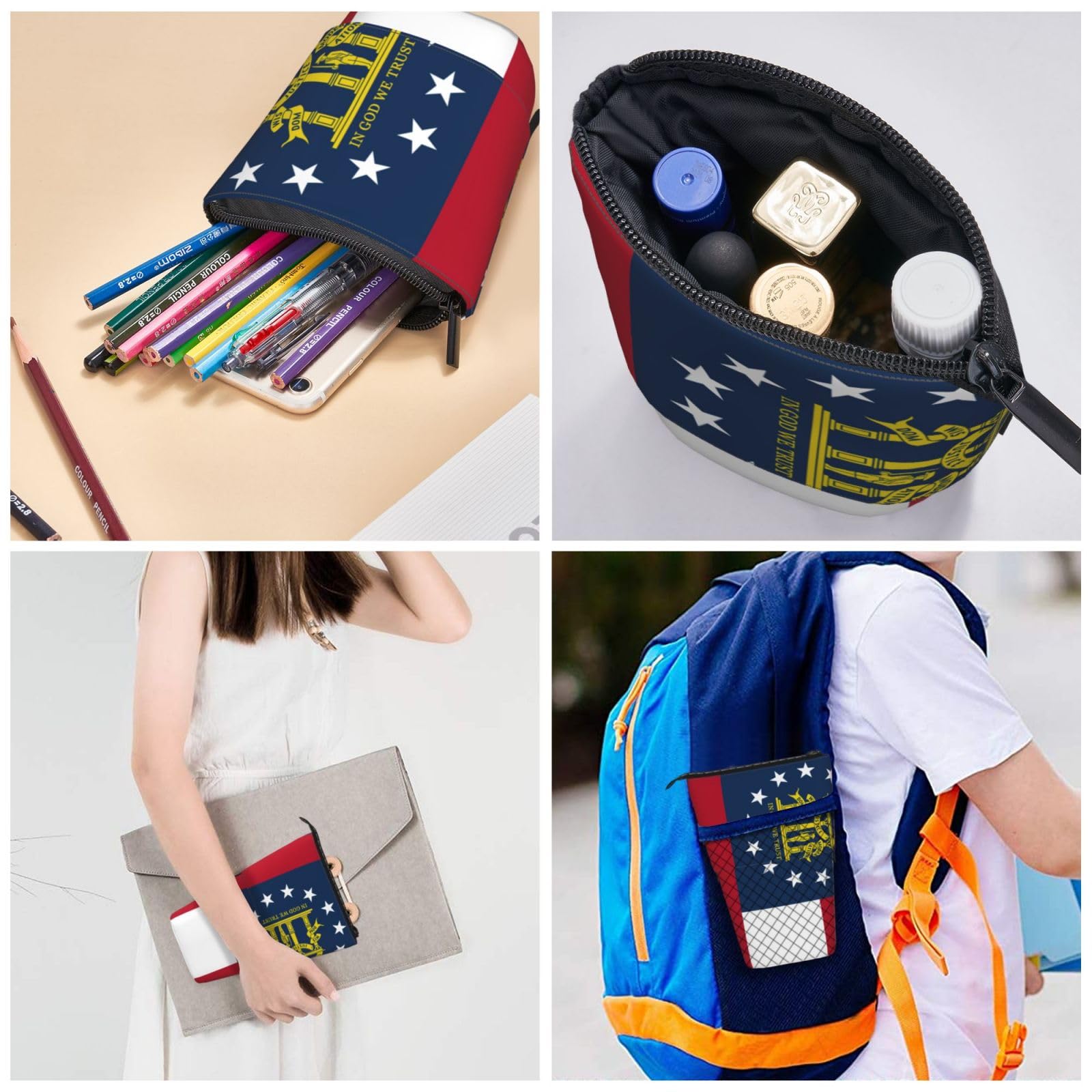 Bxzpzplj Malaysia Flag Print Expandable Pencil Case - School Supplies & Makeup Organizer, Georgia Flag Design, One Size - Perfect for Students, Office & Travel Accessories Storage