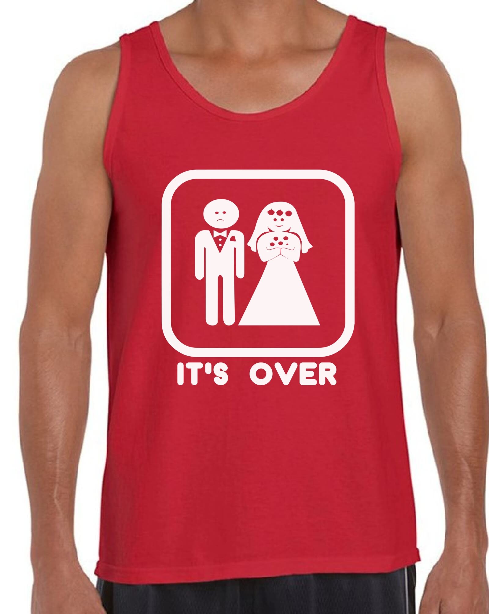 Funny 'It's Over' Tank Top for Men - Perfect Wedding Gift with Free Bookmark - Great for Bachelor Parties & Breakup Humor