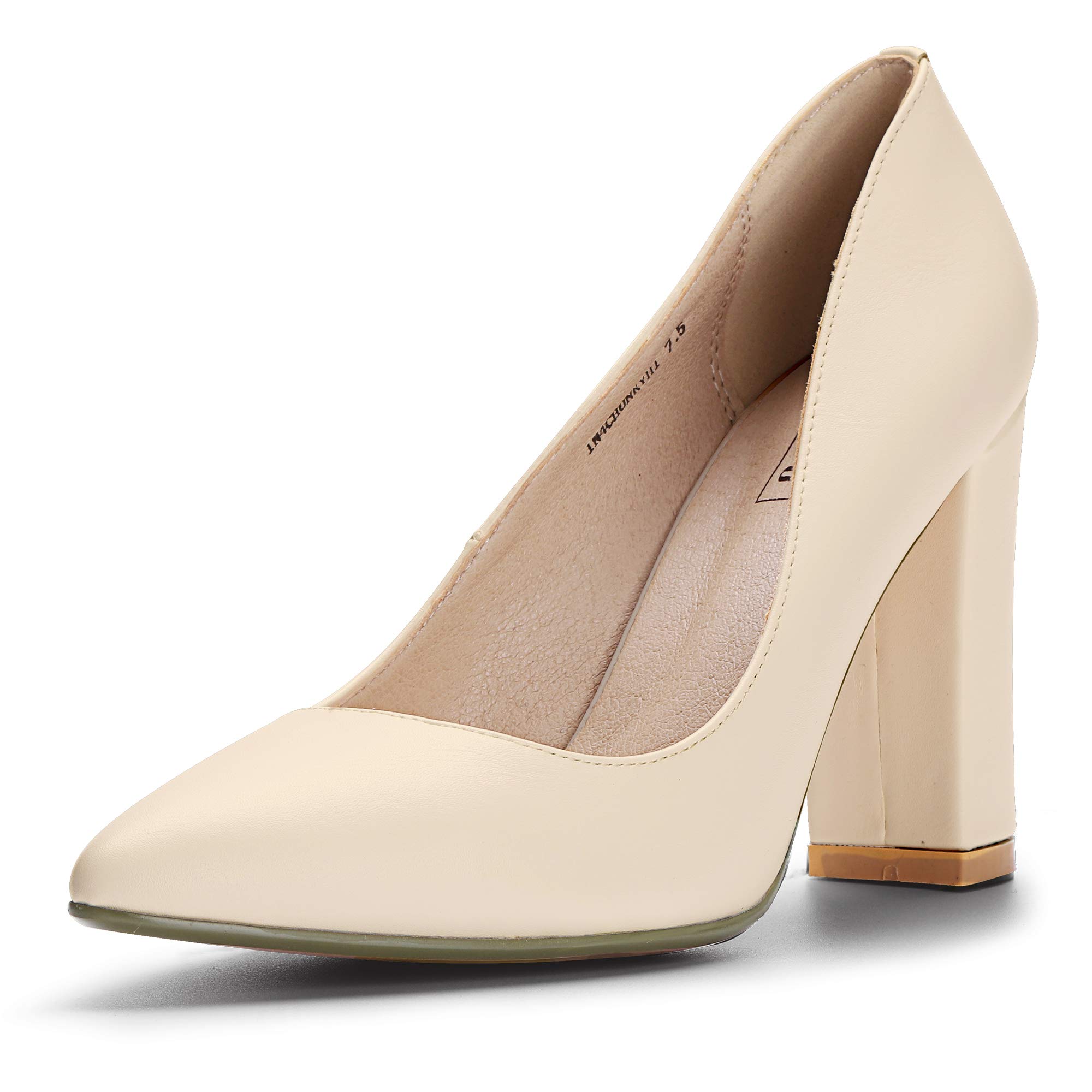 IDIFU Women's Chunky Block High Heels - Pointed Toe Dress Pumps for Office, Party & Wedding - Comfortable Closed Toe Professional Work Shoes for Women