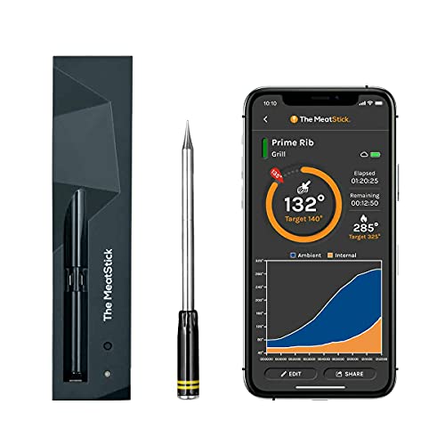Wireless Meat Thermometer with Bluetooth - MeatStick Smart Cooking Thermometer for BBQ, Grill, Smoker, Oven, Air Fryer, Sous Vide, Rotisserie & Deep Frying | Perfect for Indoor & Outdoor Cooking, Backyard Grilling & Kitchen Use