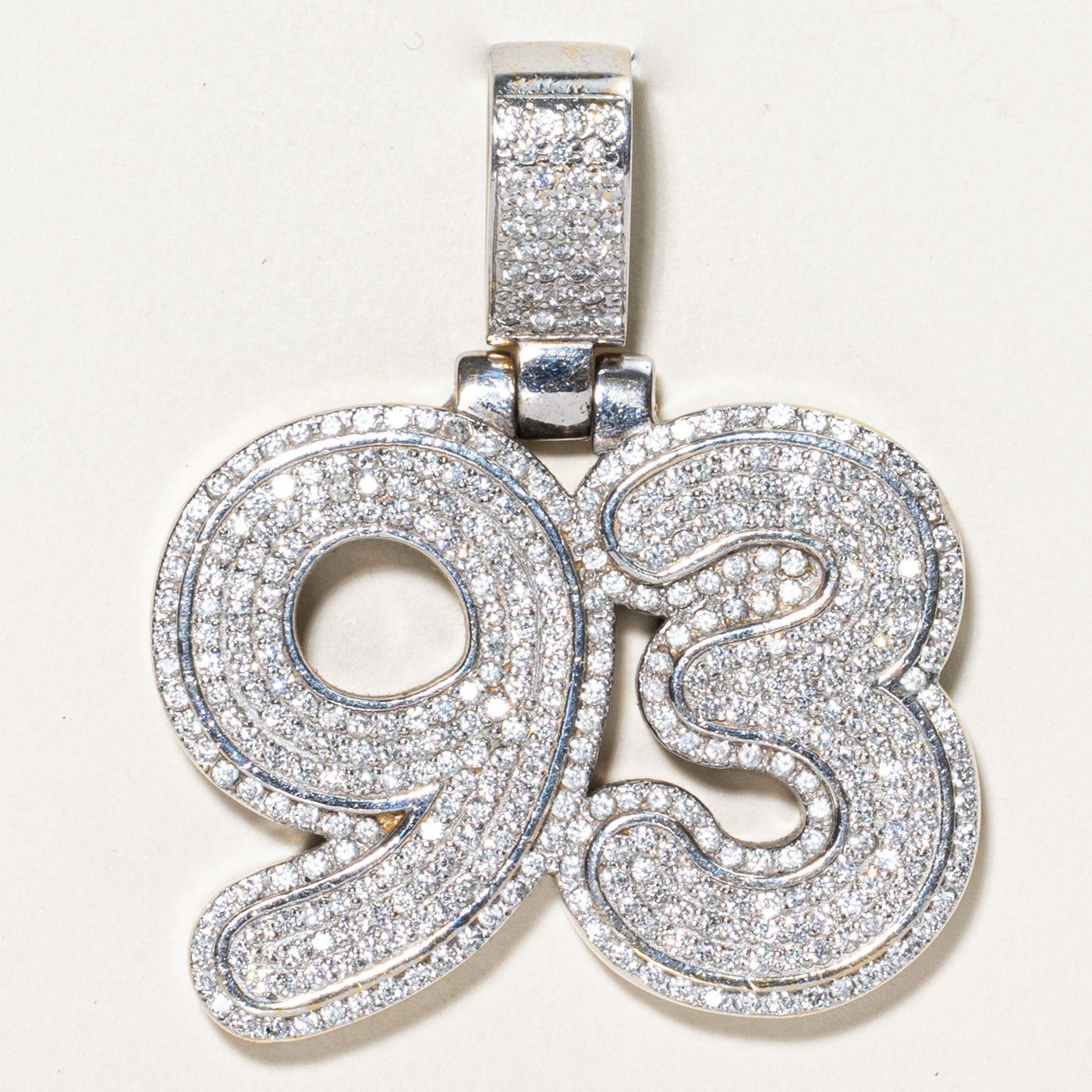 Pavé Set Diamond '93' Chunky Pendant Necklace - 4.60ctw Genuine Diamond Jewelry for Women | Perfect for Anniversary, Birthday & Special Occasion Gifts