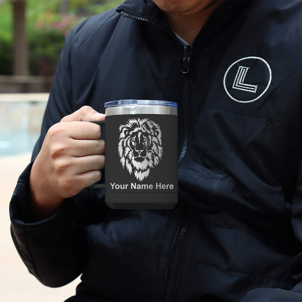 LaserGram 15oz Vacuum Insulated Stainless Steel Coffee Mug with German Shepherd Design - Personalized Engraved Travel Tumbler for Hot & Cold Drinks - Perfect for Office, Camping & Outdoor Activities (Black)